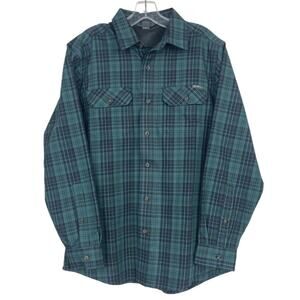 Eddie Bauer Green Blue Plaid Long Sleeve Button Down Sz M